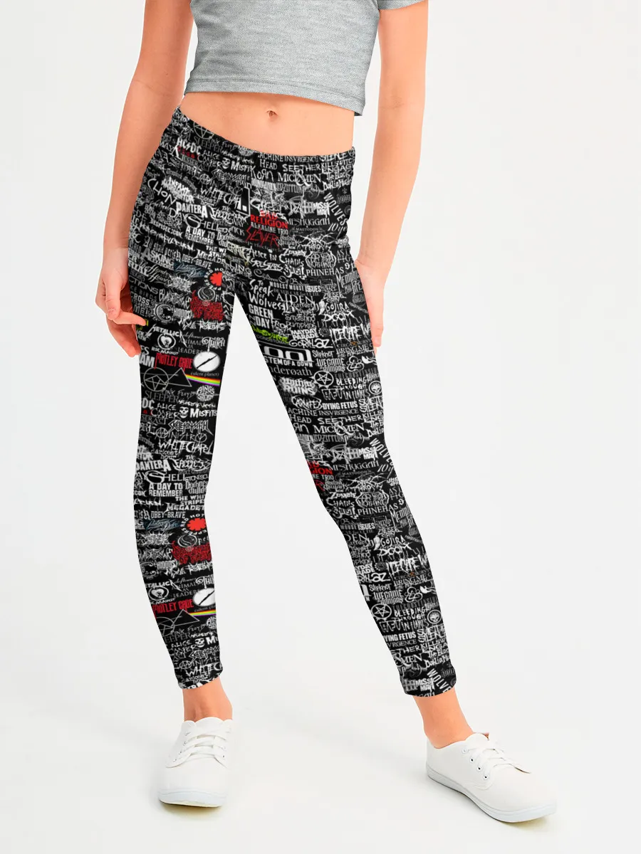 Леггинсы для девочки / ЛОГОТИПЫ РОК ГРУПП