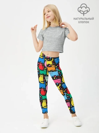 Леггинсы для девочки / Разноцветные котики