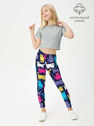 Леггинсы для девочки / Разноцветные котики