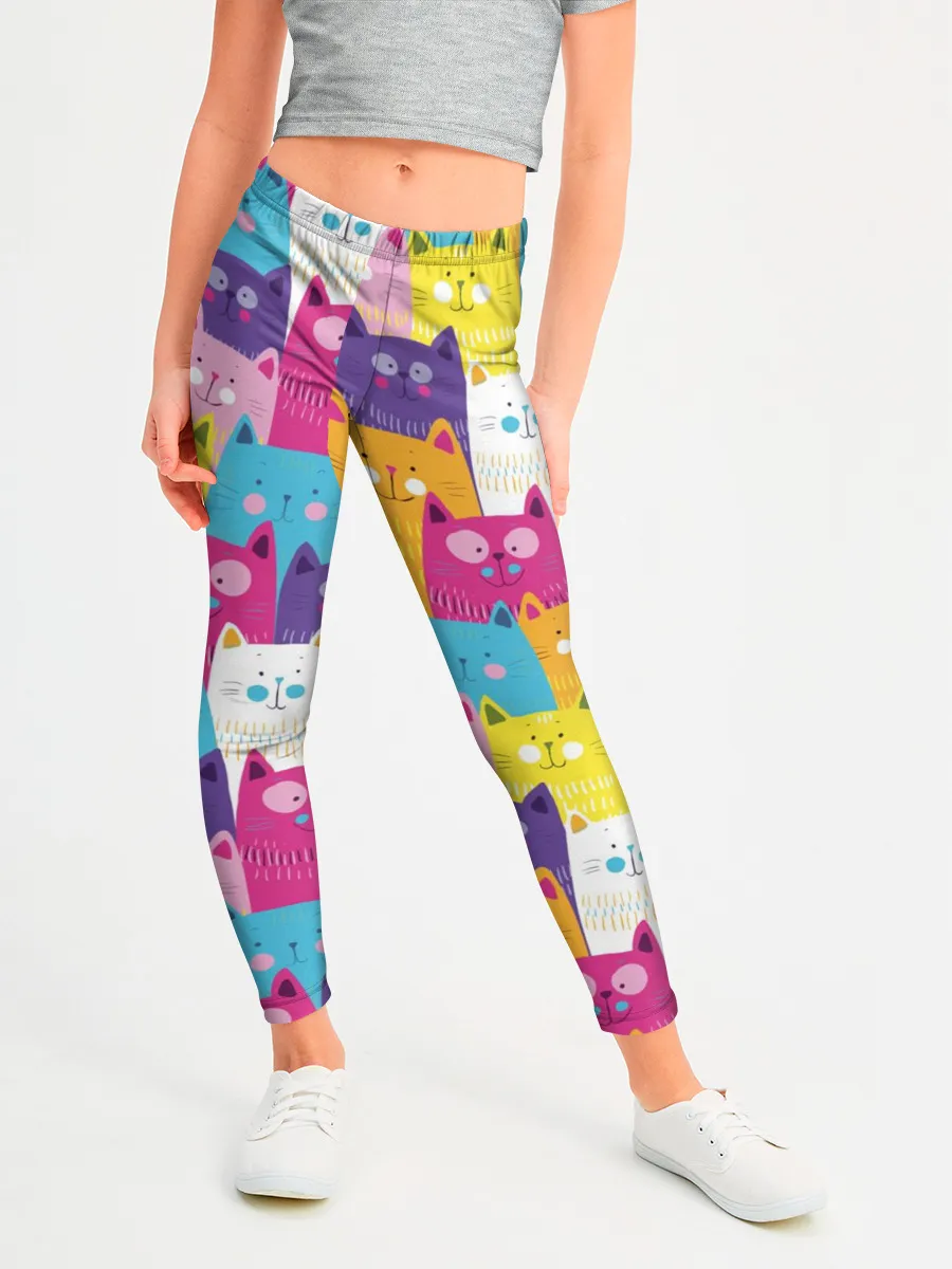 Леггинсы для девочки / Разноцветные котики