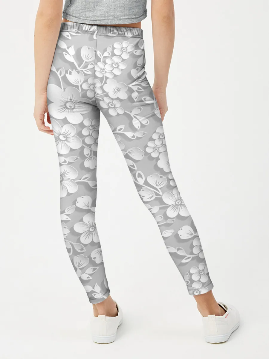 Леггинсы для девочки / Белые цветы