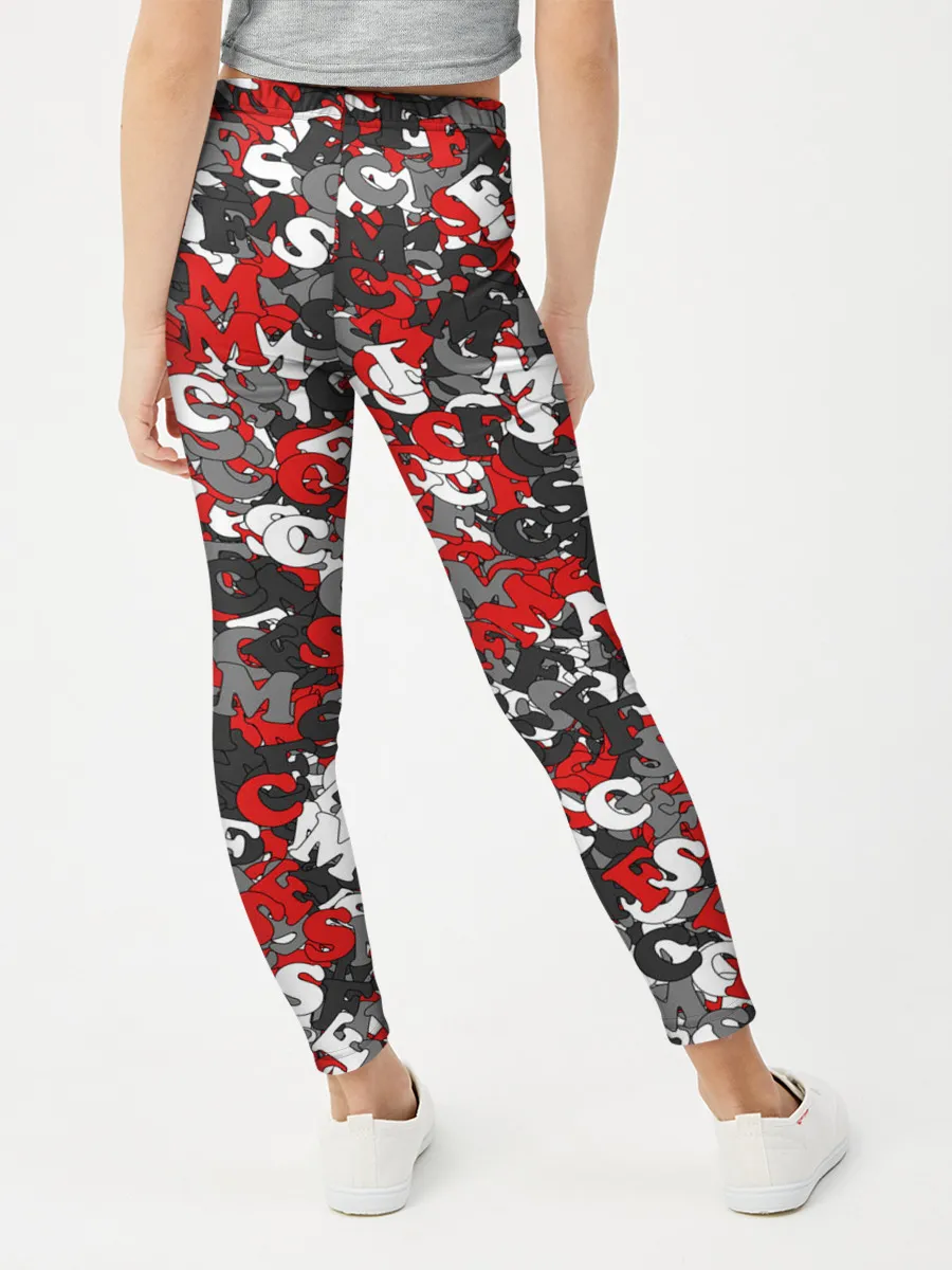 Леггинсы для девочки / Камуфляж с буквами F.C.S.M