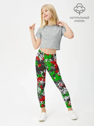 Леггинсы для девочки / Камуфляж с буквами FCLM