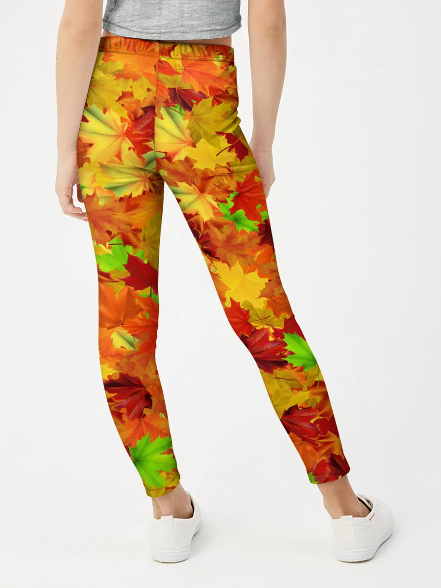 Леггинсы для девочки / Кленовые листья