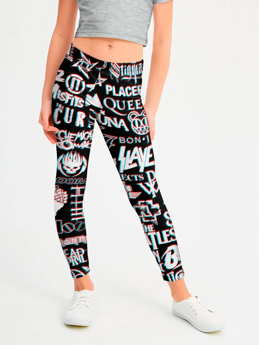 Леггинсы для девочки / ЛОГОТИПЫ РОК ГРУПП GLITCH