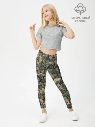 Леггинсы для девочки / Камуфляж Зеленый Слоник