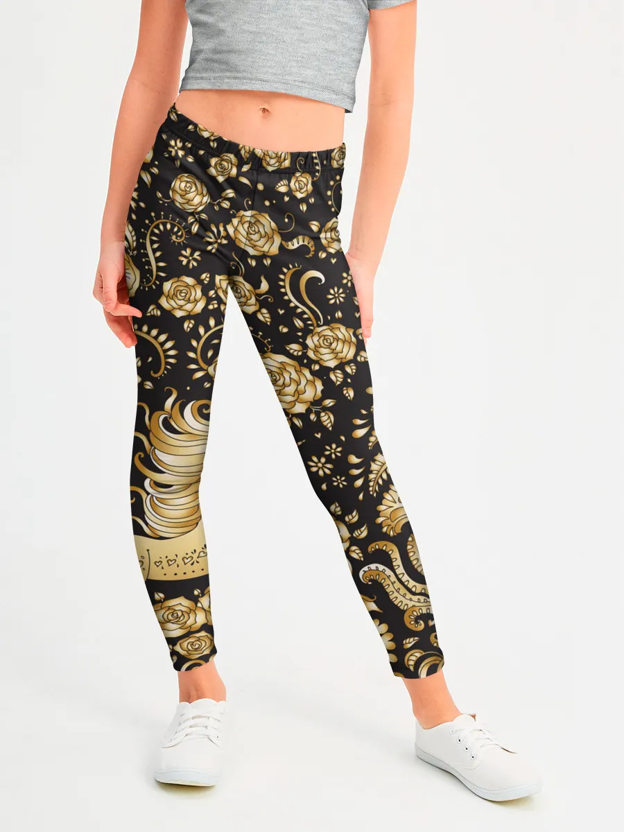 Леггинсы для девочки / Gold & Black