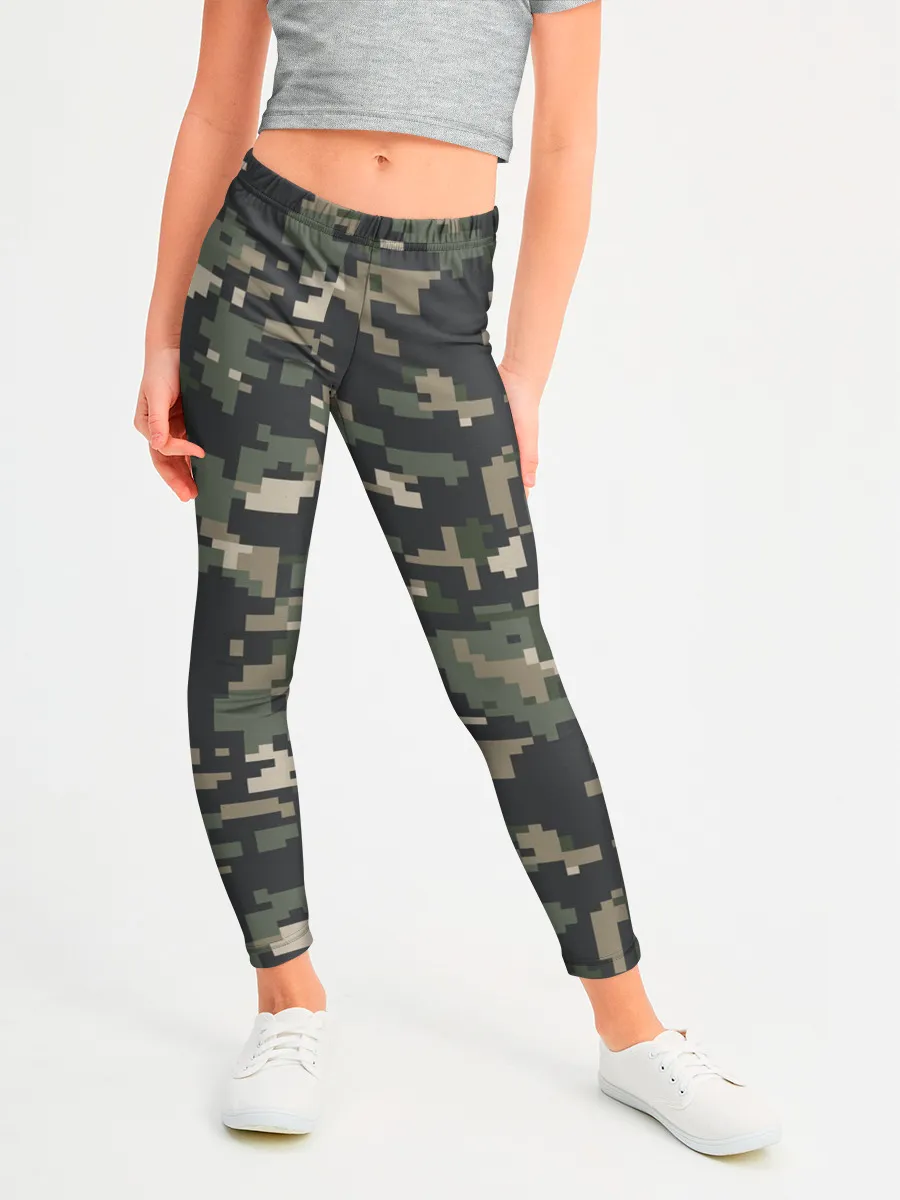 Леггинсы для девочки / Пиксельный камуфляж