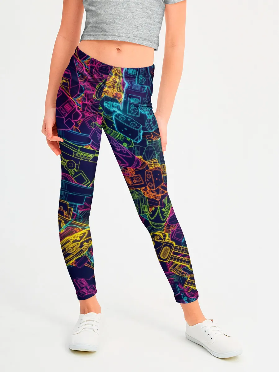 Леггинсы для девочки / Neon Robots