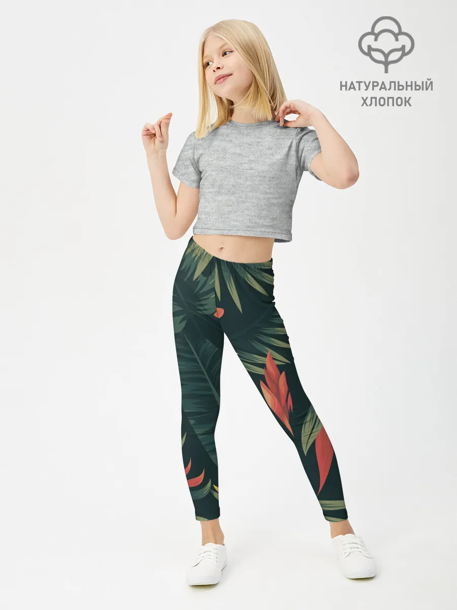 Леггинсы для девочки / Тропический комуфляж