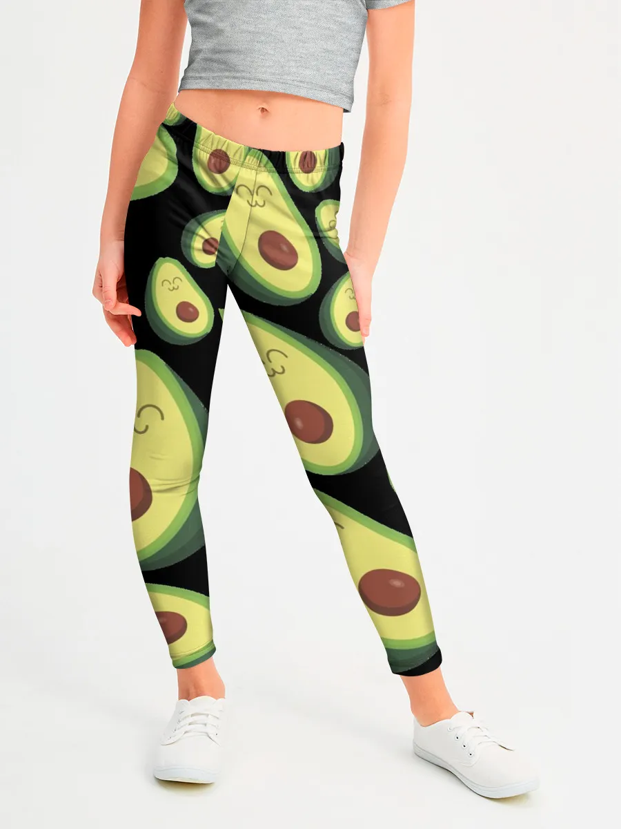 Леггинсы для девочки / Авокадо паттерн