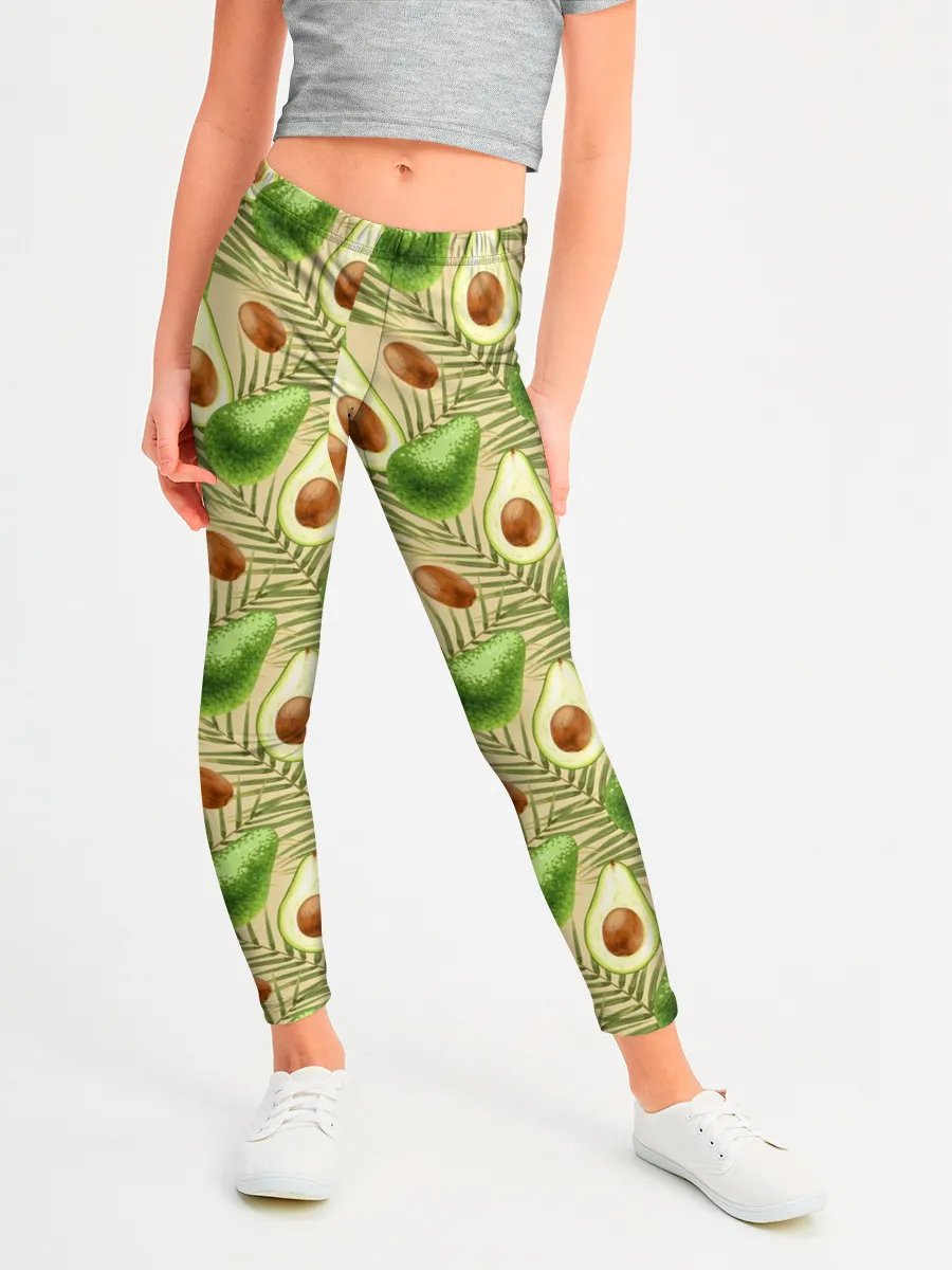 Леггинсы для девочки / Веган Авокадо узор