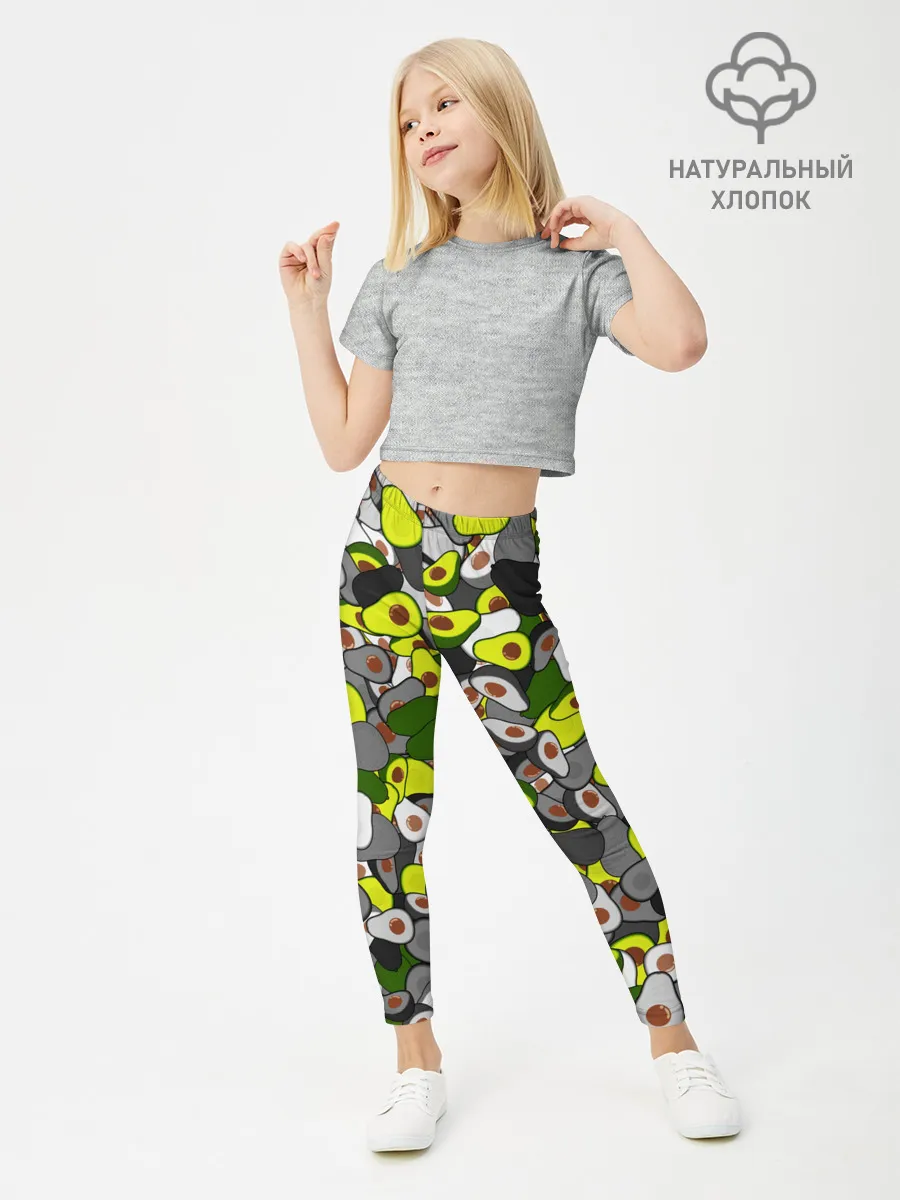 Леггинсы для девочки / Камуфляж с авокадо