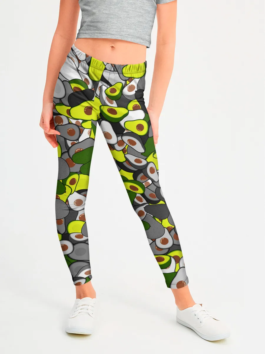 Леггинсы для девочки / Камуфляж с авокадо