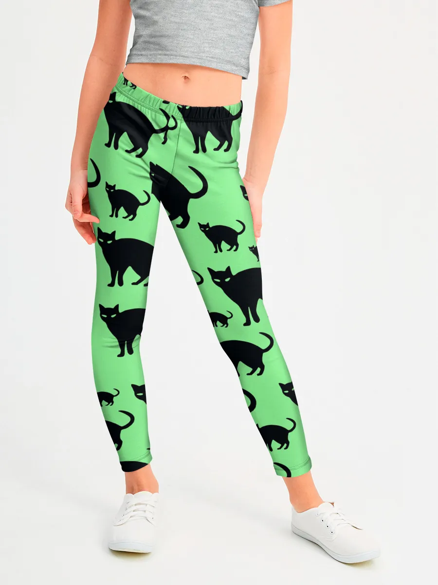 Леггинсы для девочки / Кошки черные