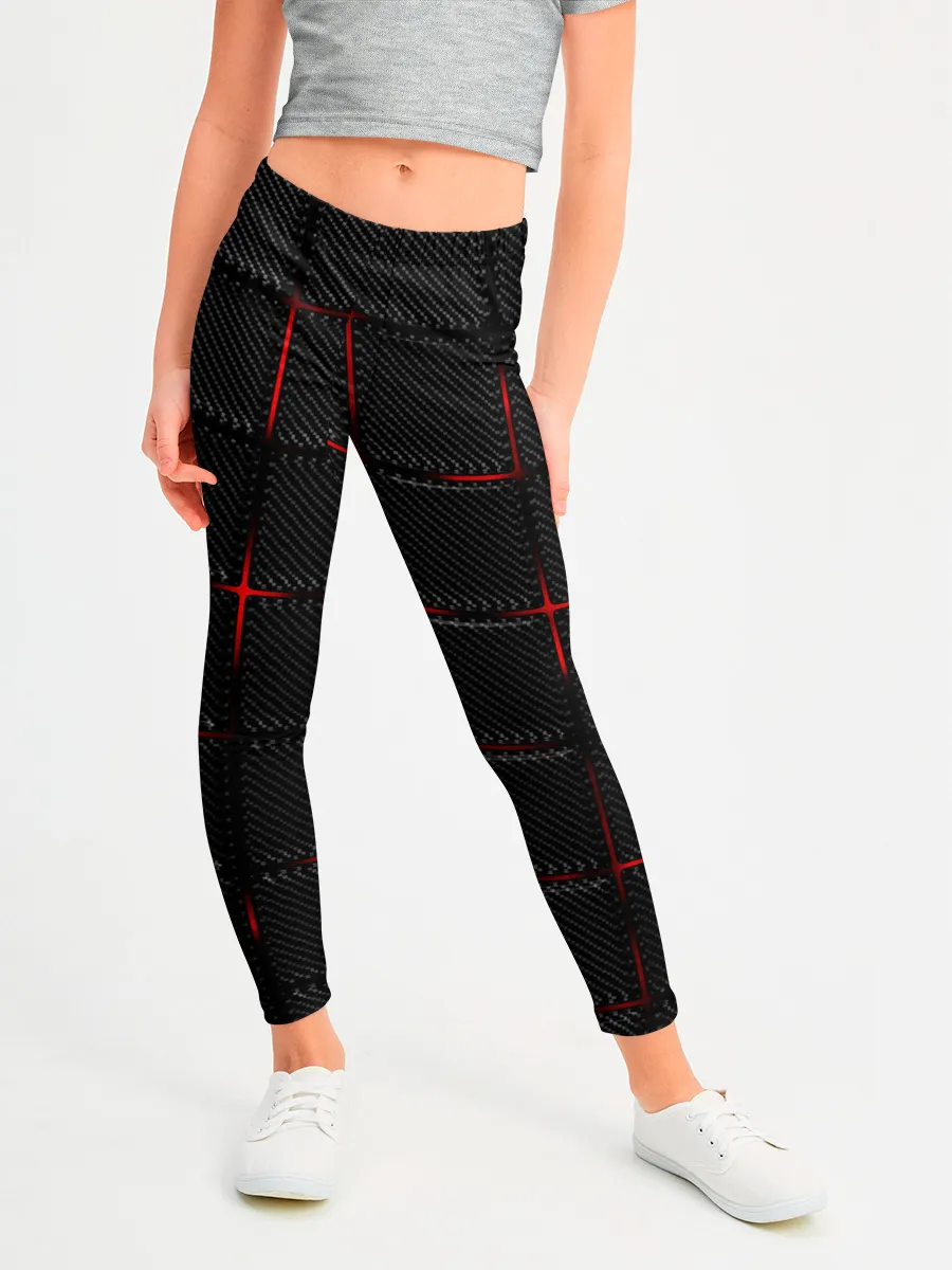 Леггинсы для девочки / 3D Плиты Red & Black