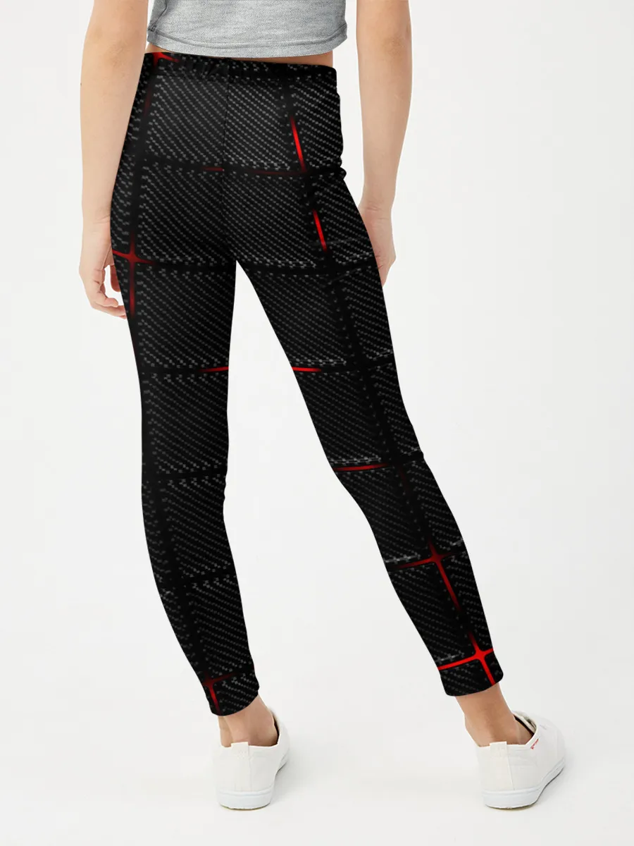 Леггинсы для девочки / 3D Плиты Red & Black