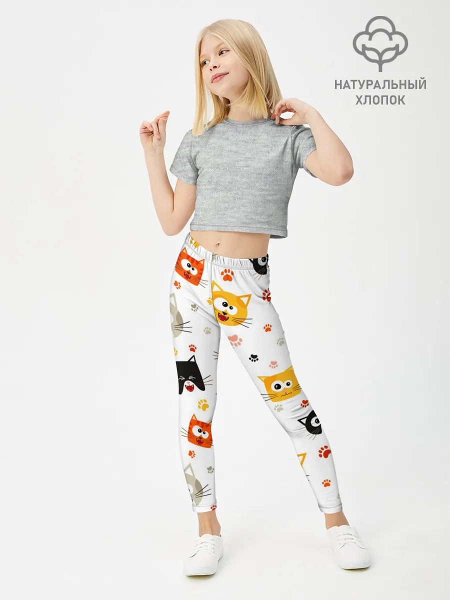 Леггинсы для девочки / Котики с лапками