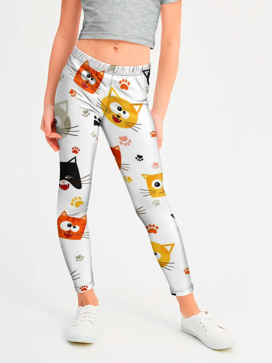 Леггинсы для девочки / Котики с лапками