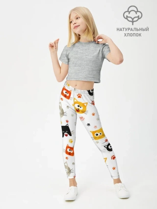 Леггинсы для девочки / Котики с лапками
