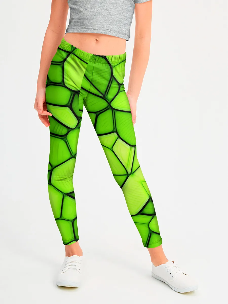 Леггинсы для девочки / Зеленая мозаика