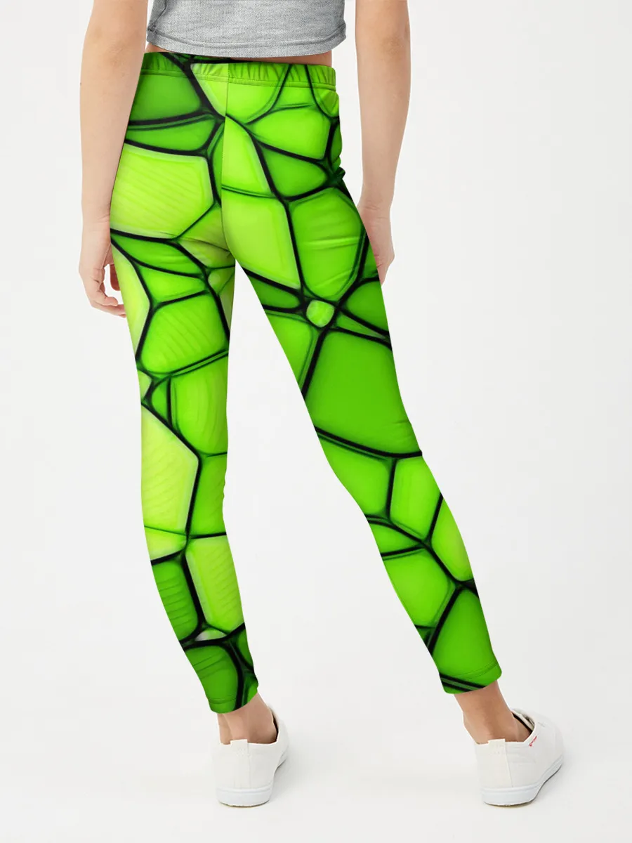 Леггинсы для девочки / Зеленая мозаика