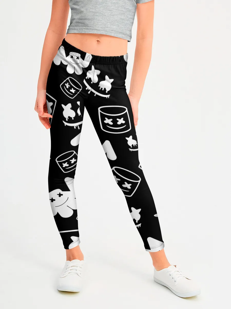 Леггинсы для девочки / Marshmello ЧБ