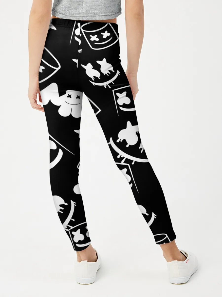 Леггинсы для девочки / Marshmello ЧБ