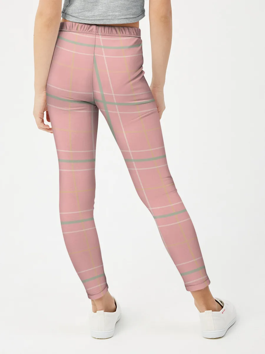 Леггинсы для девочки / Шотландка Розовая