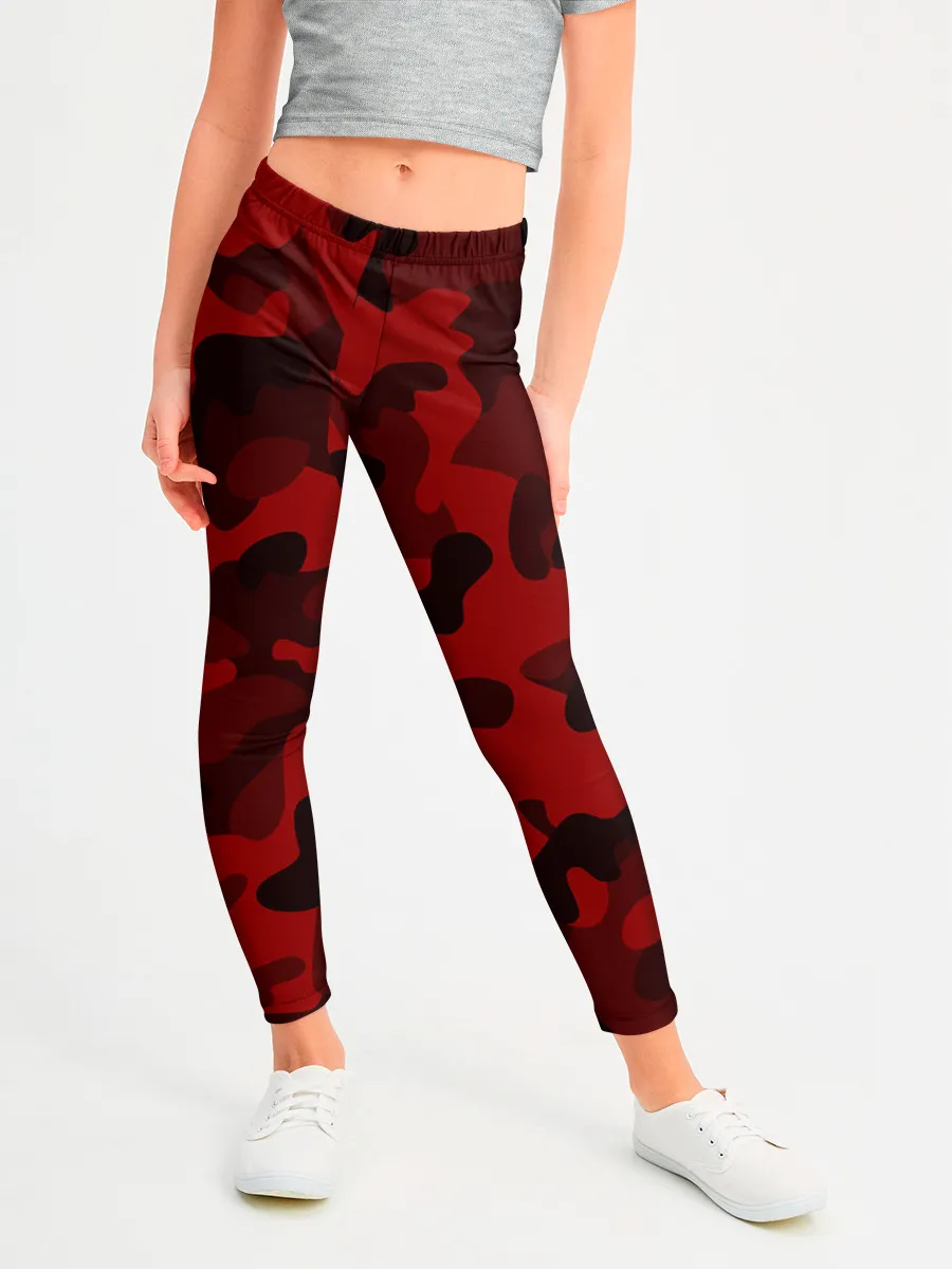 Леггинсы для девочки / RED MILITARY | КРАСНЫЙ КАМУФЛЯЖ