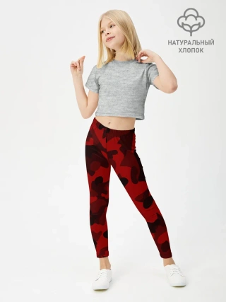 Леггинсы для девочки / RED MILITARY | КРАСНЫЙ КАМУФЛЯЖ