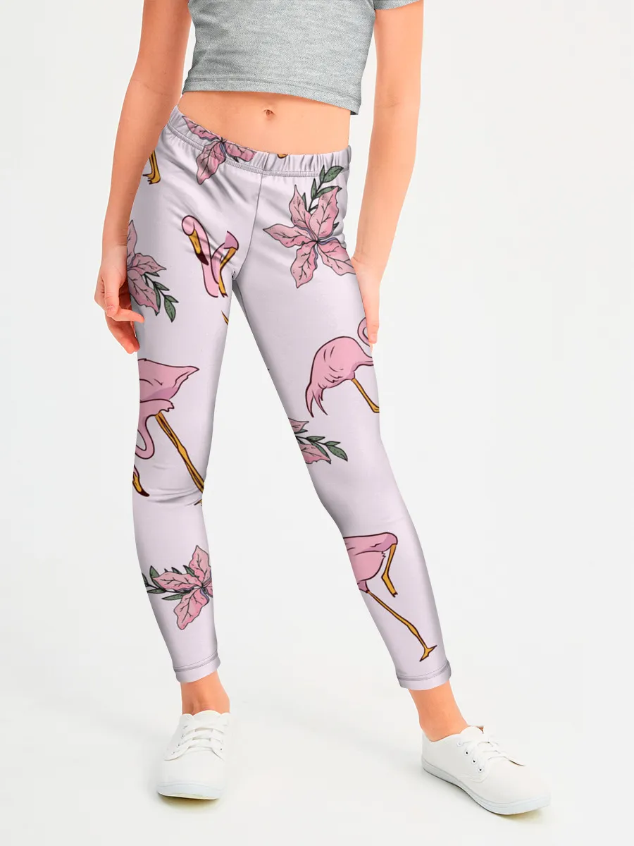 Леггинсы для девочки / Розовый фламинго