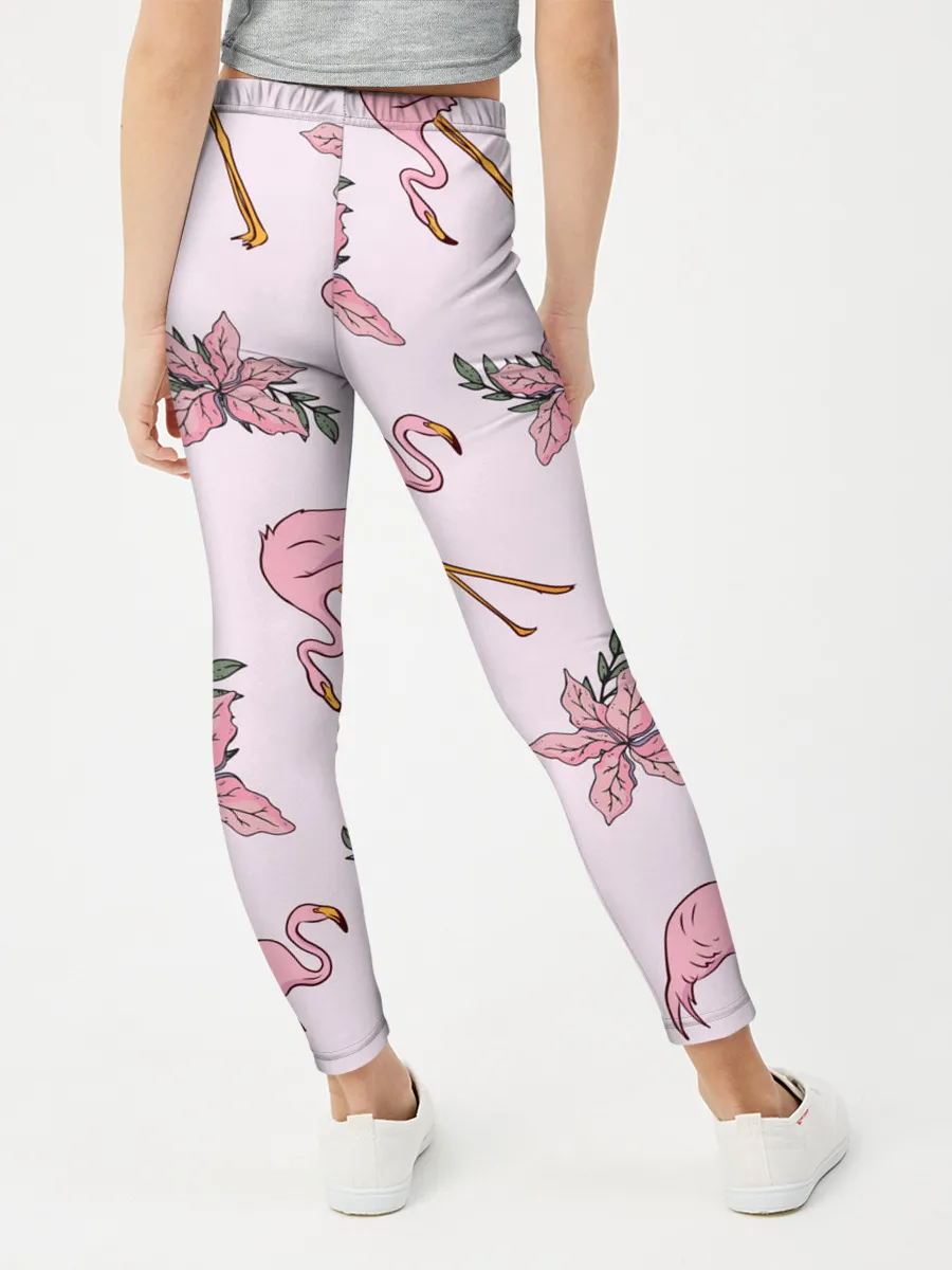 Леггинсы для девочки / Розовый фламинго