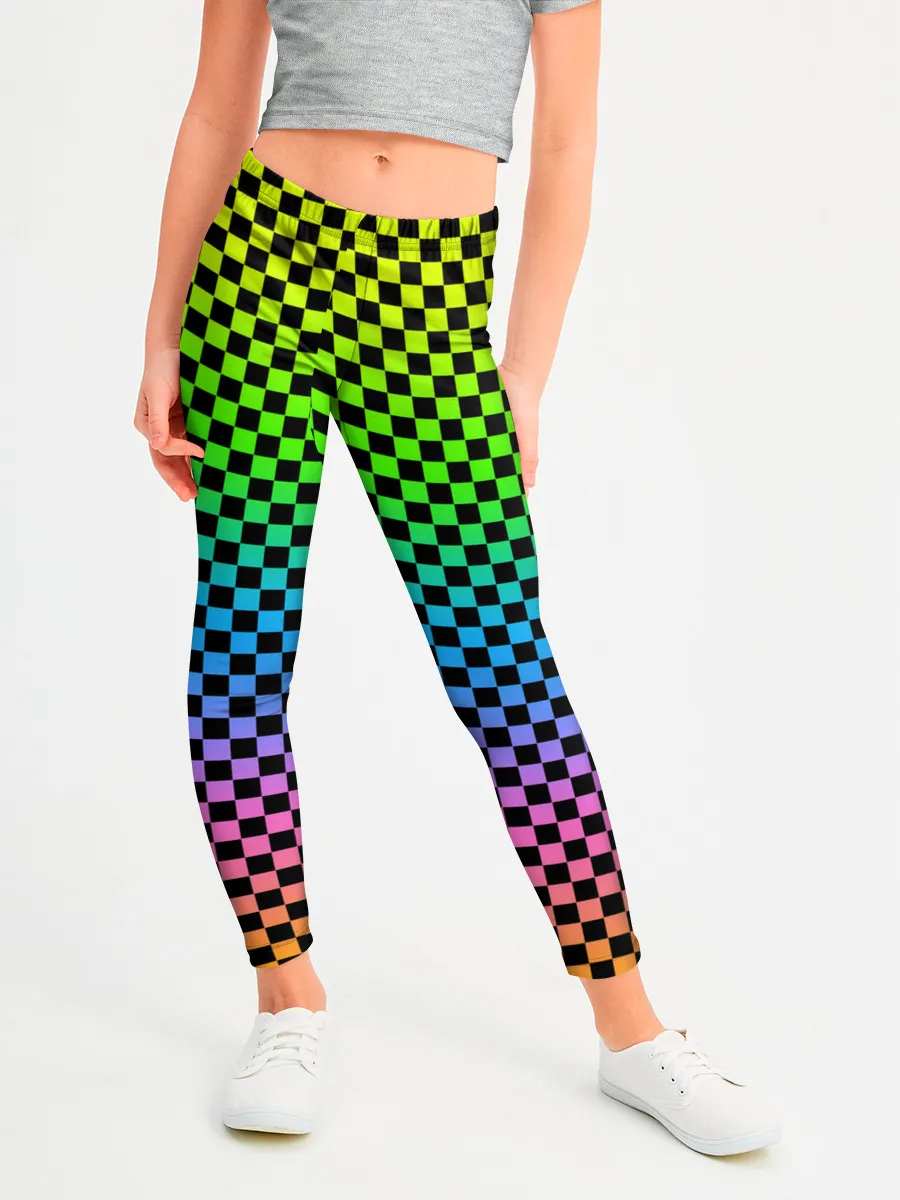 Леггинсы для девочки / РАДУЖНАЯ ШАХМАТКА