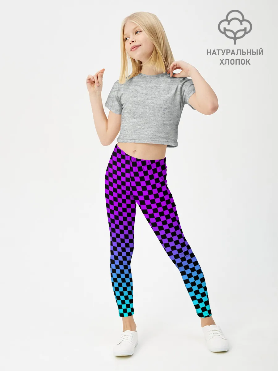 Леггинсы для девочки / НЕОНОВАЯ ШАХМАТКА