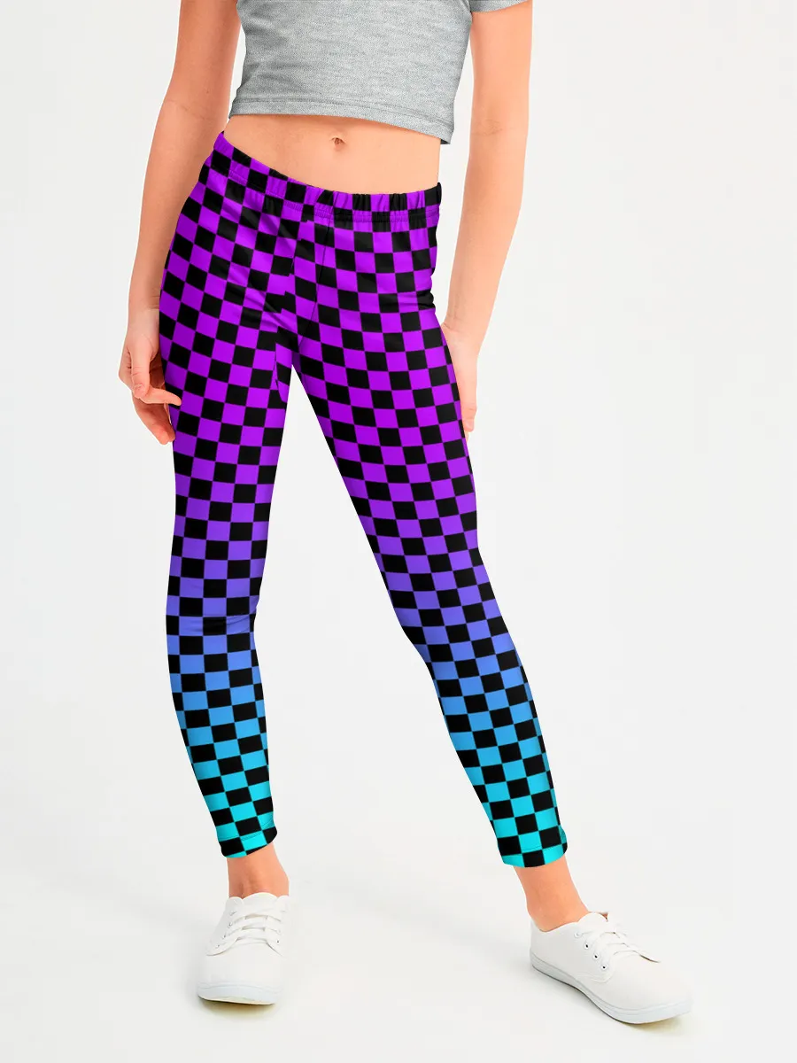 Леггинсы для девочки / НЕОНОВАЯ ШАХМАТКА