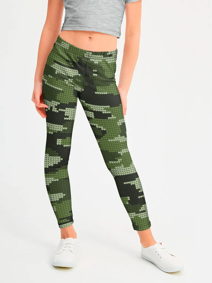 Леггинсы для девочки / ВЯЗАННЫЙ КАМУФЛЯЖ