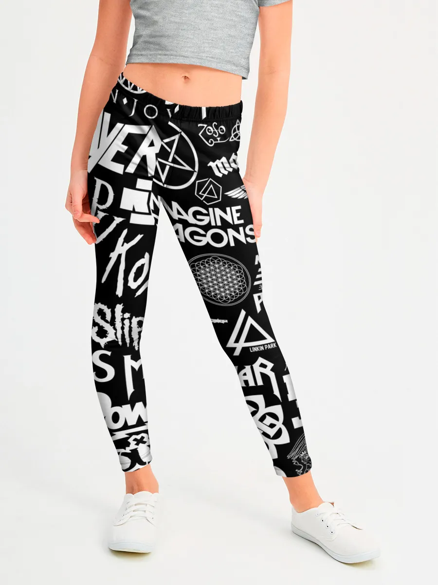 Леггинсы для девочки / ЛОГОТИПЫ РОК ГРУПП