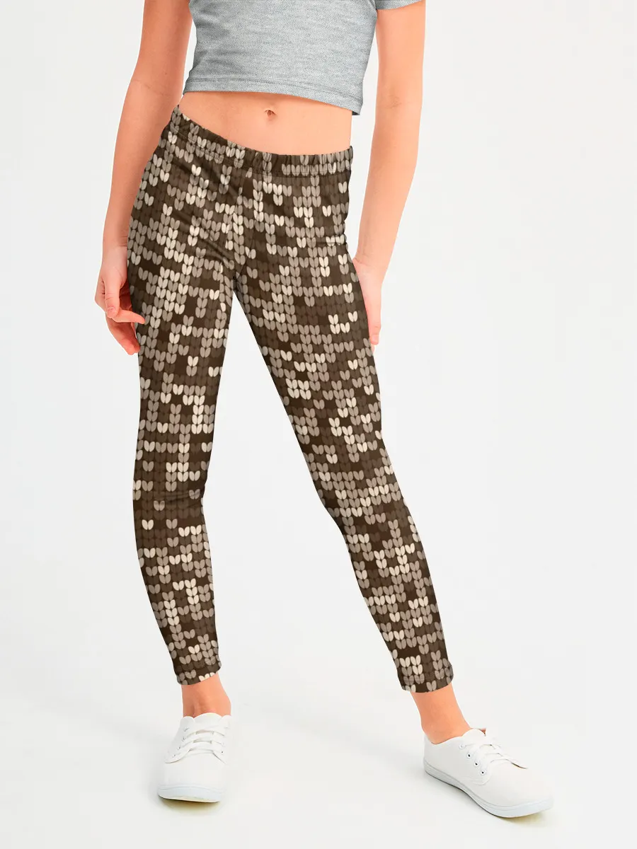 Леггинсы для девочки / ВЯЗАНЫЙ КАМУФЛЯЖ