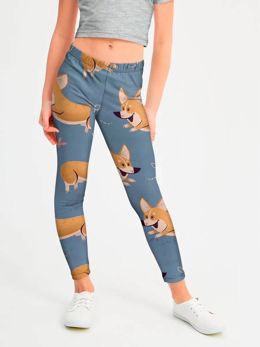 Леггинсы для девочки / Корги с бабочкой