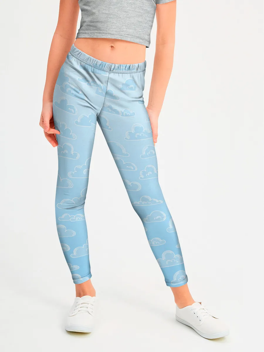 Леггинсы для девочки / Очень светлые голубые облака