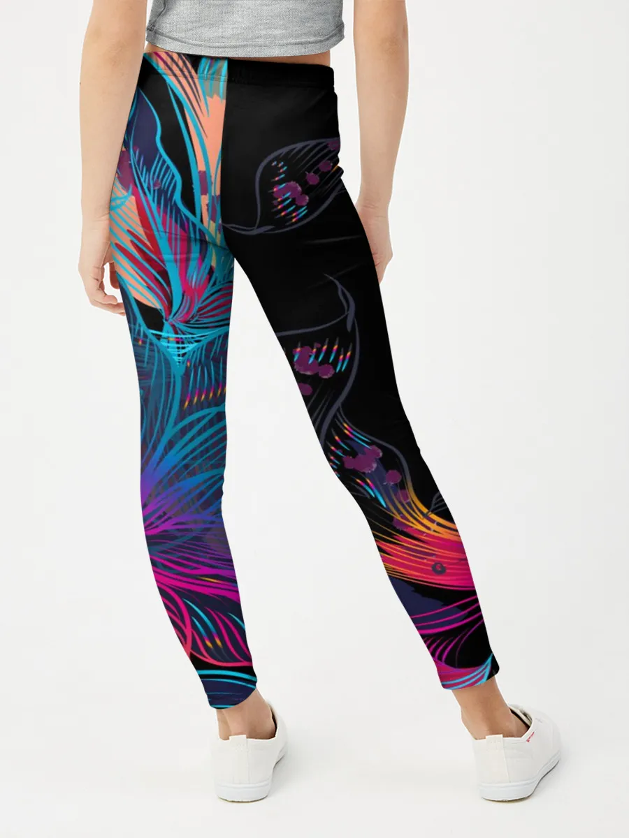 Леггинсы для девочки / Flowers | Неон