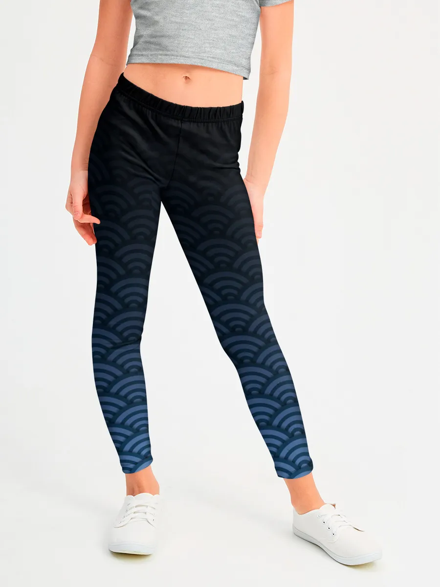 Леггинсы для девочки / Узор круги темный синий