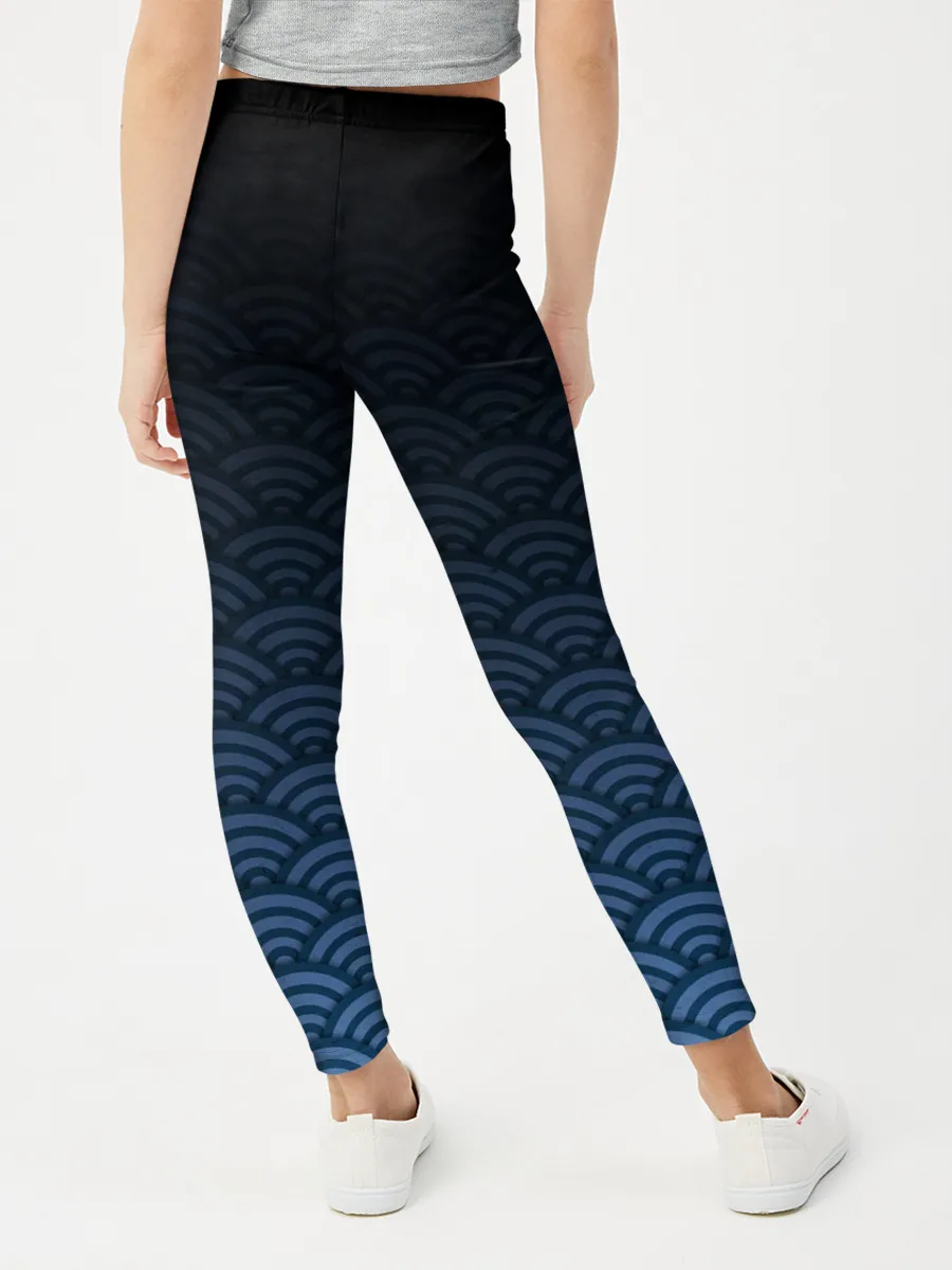 Леггинсы для девочки / Узор круги темный синий