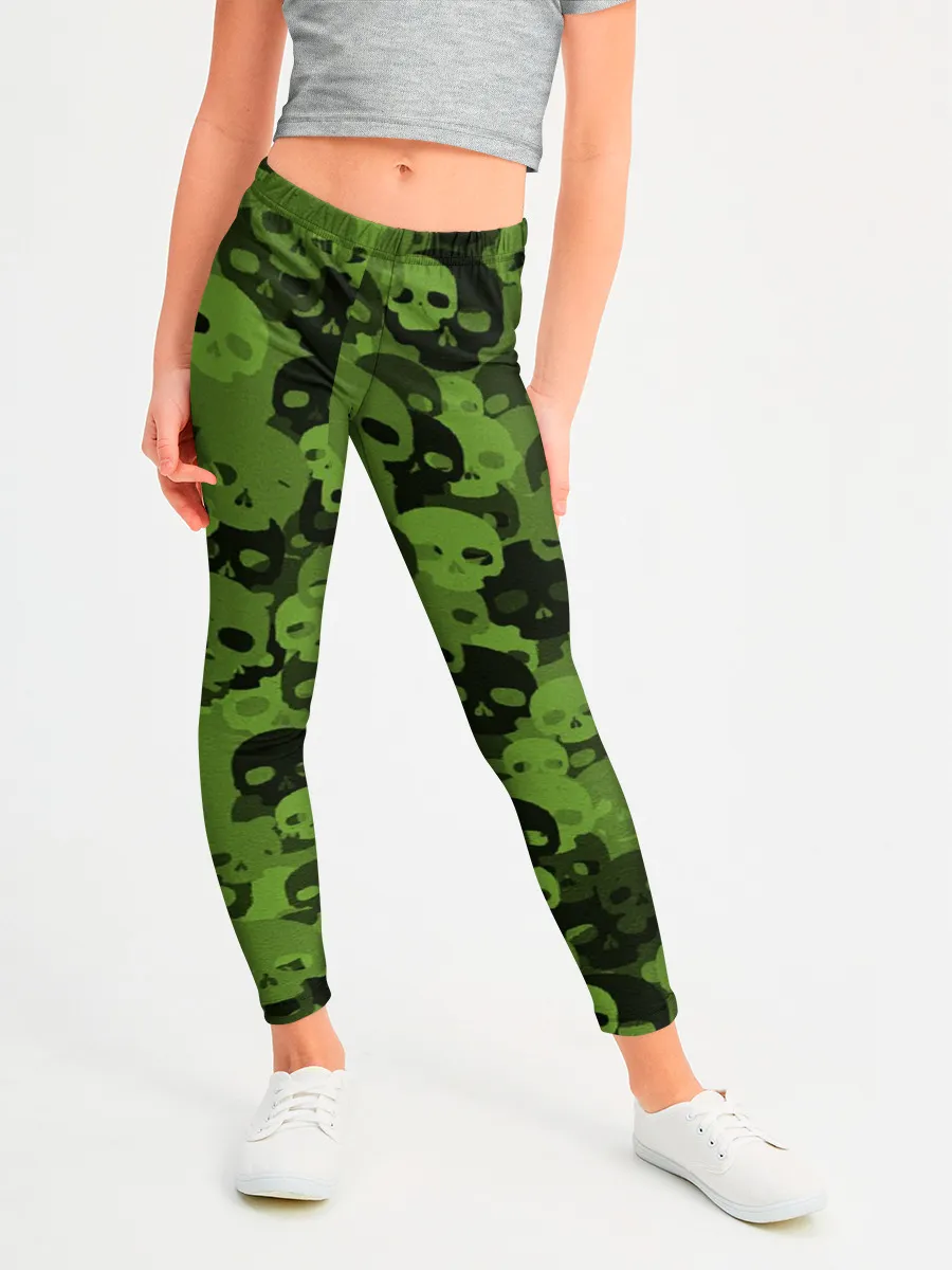 Леггинсы для девочки / Камуфляж Черепа | Текстура