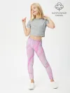 Леггинсы для девочки / розовые разводы краска зефир