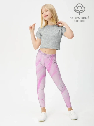 Леггинсы для девочки / розовые разводы краска зефир