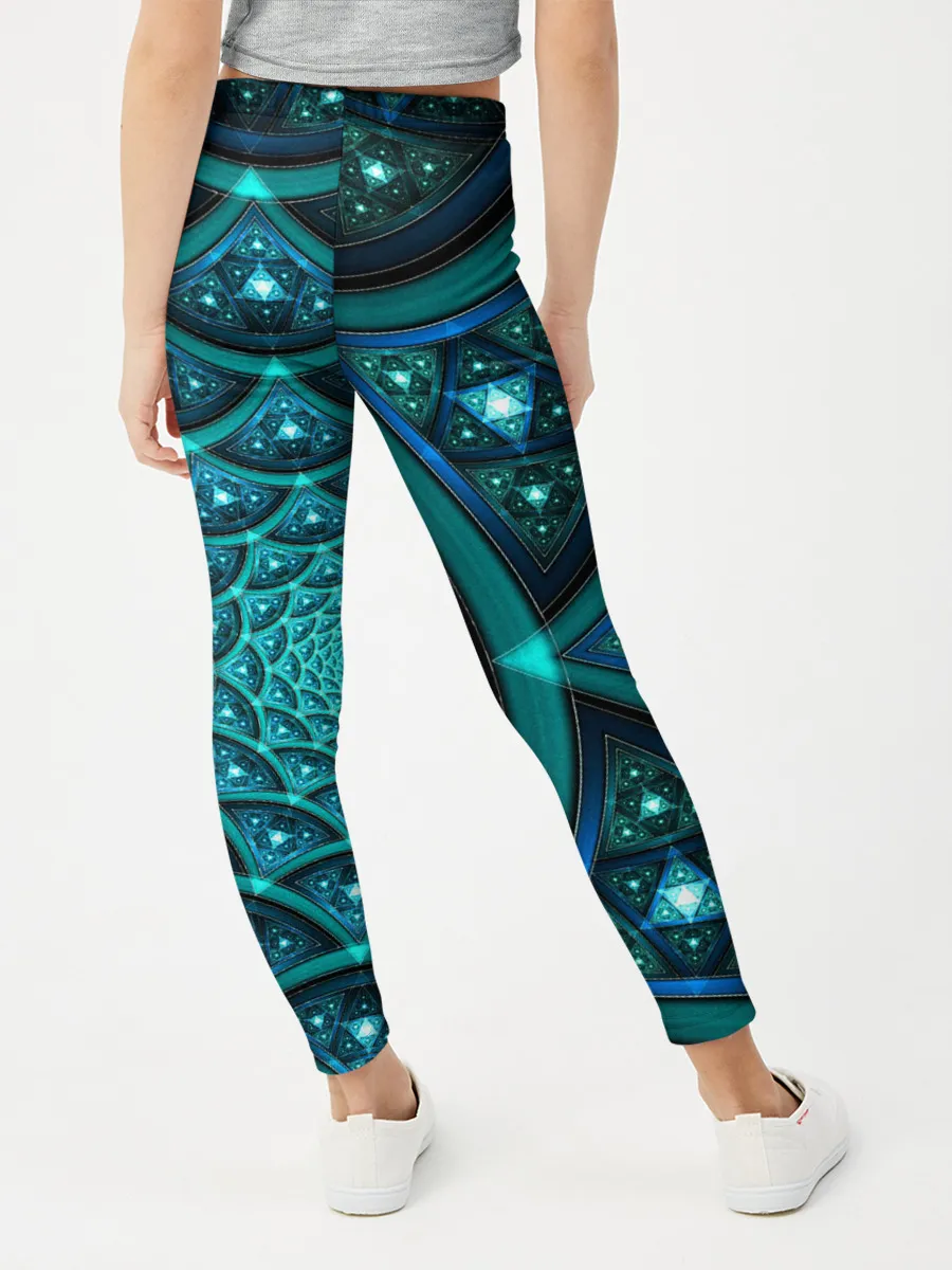 Леггинсы для девочки / Асимметрия узор круги фигуры