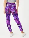 Леггинсы для девочки / фиолетовый этнический дудлинг