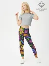 Леггинсы для девочки / летние цветы узор на темном